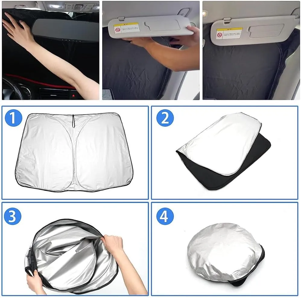 Car Windshield Sun Shade for Mazda Biante 2008-2018, Anti-UV Sun Visors Windscreen Front Window Sunshade Inside Heat Insulation Accessories,A/Silver