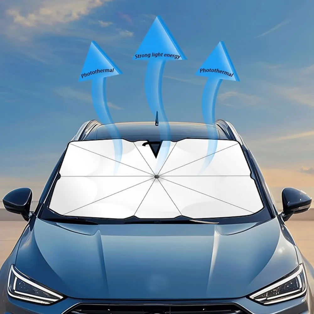 Car Windshield Sunshade Umbrella for Ligier JS50/JS60/Myli/Pulse 4/Be Sun/Be Two/OptiMax/X-Pro/X-Too,Foldable Car Windshield Sun Shade Cover UV Protection Prevent Scratching,70cm X 130cm
