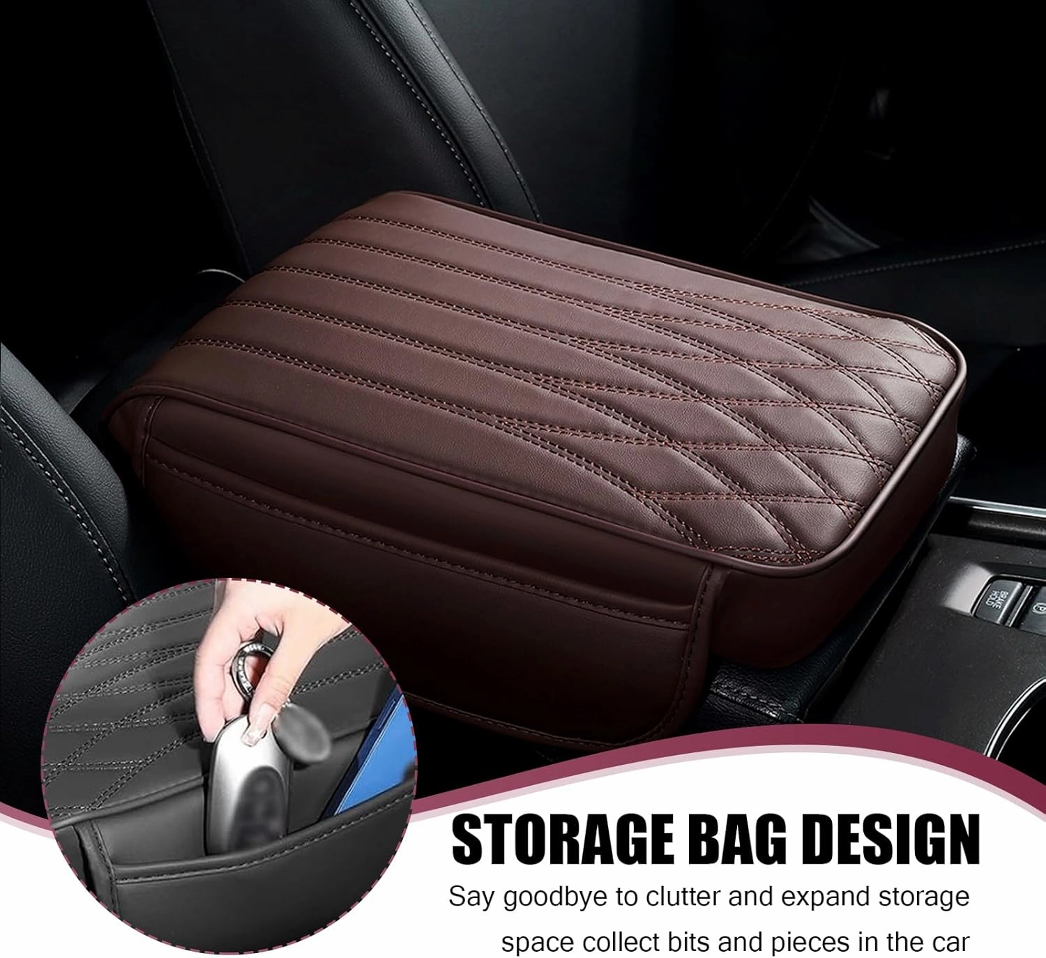 Car Center Console Cover, Car Armrest Cushion, Car Arm Rest Cover Pad, Car Center Console Cushion Pad, Middle Console Cover, Car Accessories, Universal for Most Cars (Coffee #1 PC)