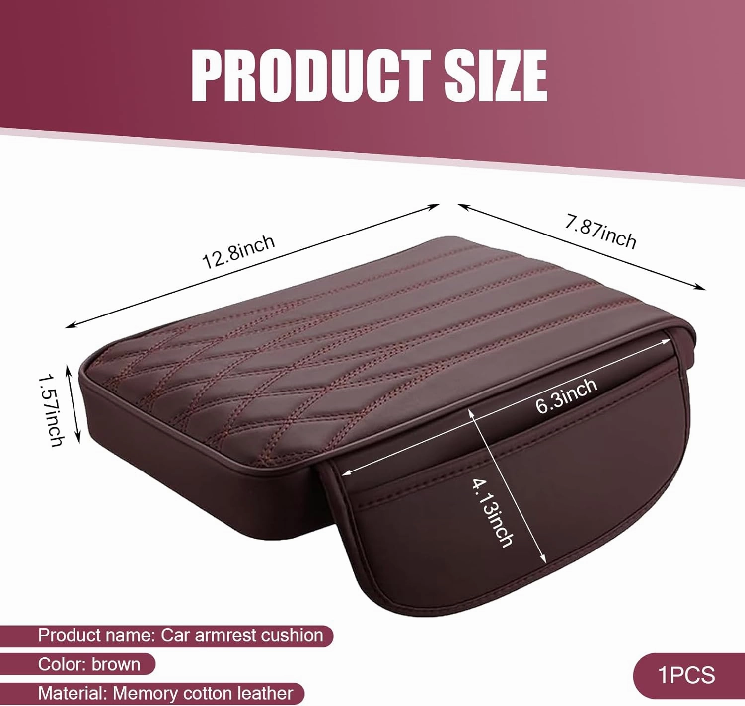 Car Center Console Cover, Car Armrest Cushion, Car Arm Rest Cover Pad, Car Center Console Cushion Pad, Middle Console Cover, Car Accessories, Universal for Most Cars (Coffee #1 PC)