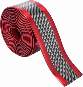 Car Door Edge Step Dust Shield Cover.5cmx2.5 Meter Ca-r Universal Door Sill Protector Edge Trunk Bumper Anti Scratch Scuff Guard Sticker DIY PC Cover Strip for C-ar Carbon Fiber Pattern Red