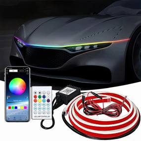 Car led Hood Lights,Multicolor 120modes (70 Inch) 12V, Dynamic car Hood led Strip,Multi Color neon Light kit for car Hood