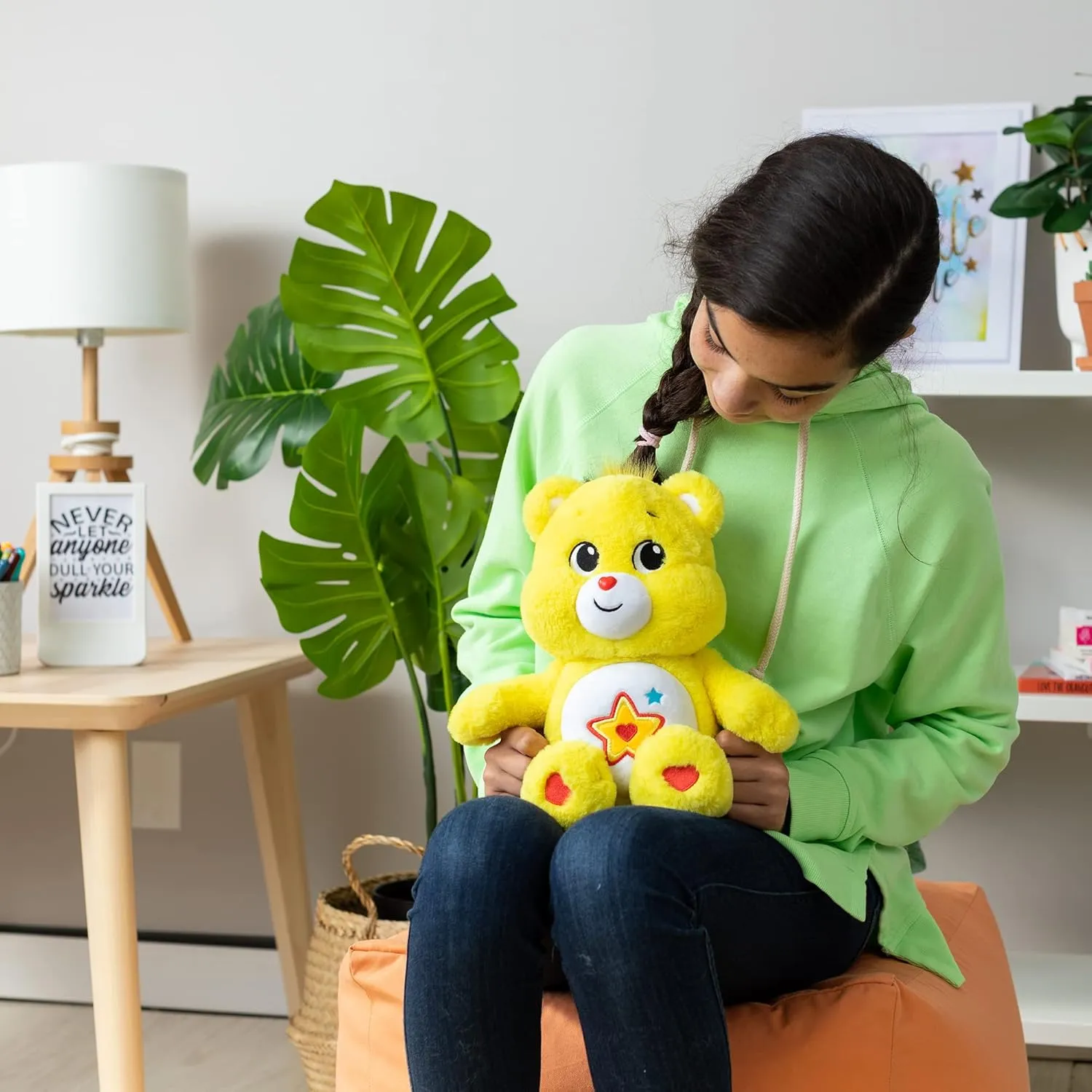 Care Bears - Basic Fun Superstar Bear Medium Plush - 35 cm Soft Cuddly Toy with Star Belly Badge, Vibrant Colours, Perfect Gift for Children & Collectors from 4 Years