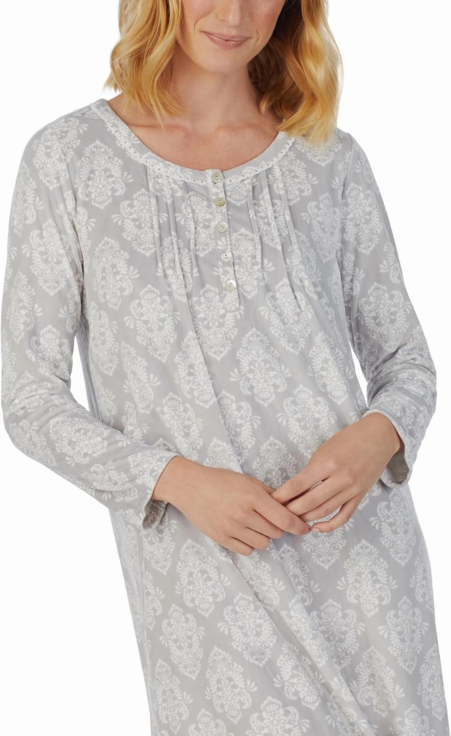 Carole Hochman Women's Fleece Waltz Long Sleeve Nightgown – Cozy 100% Poly Fleece, Pintuck Detail, 42'' Length