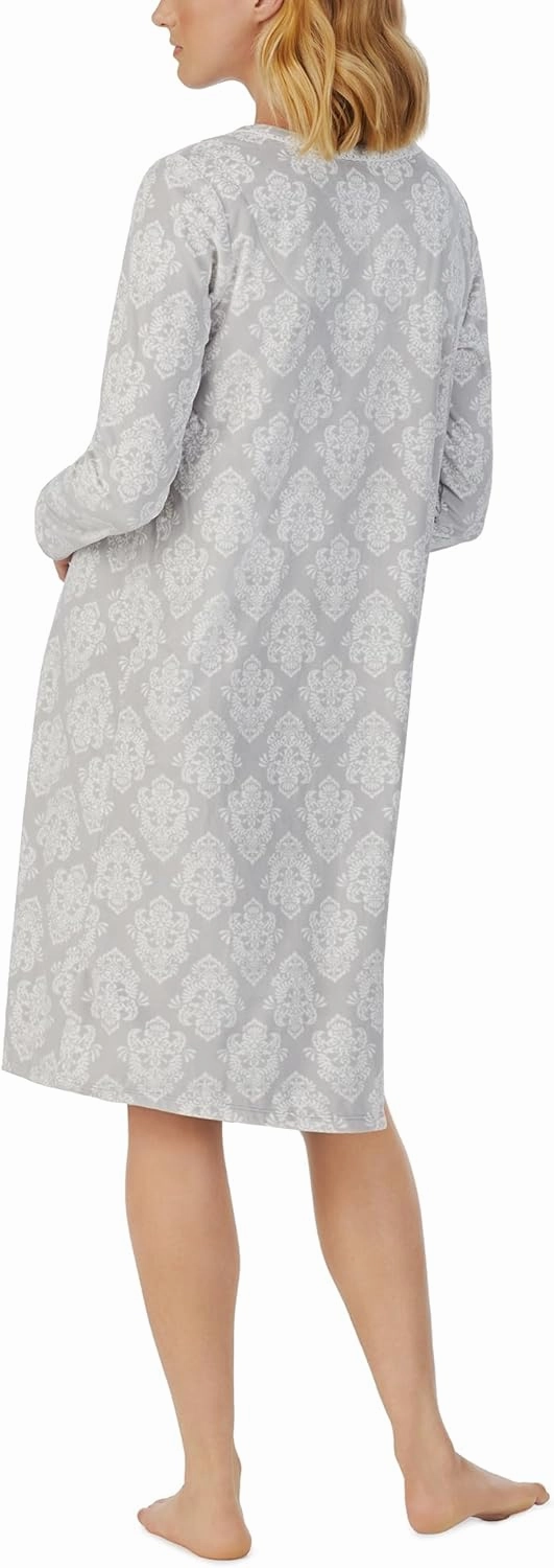 Carole Hochman Women's Fleece Waltz Long Sleeve Nightgown – Cozy 100% Poly Fleece, Pintuck Detail, 42'' Length