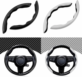 Cartist Steering Wheel Cover, Carbon Fiber Steering Wheel Cover, Wheel Cover for Men/Women, Anti-Slip, Durable, Universal for 99% Car (Black White)