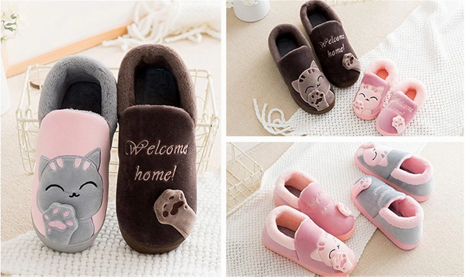 Cat slippers Cartoon animal slippers Women slippers Men slippers Winter slippers Plush slippers home shoes Warm slippers Soft comfortable Cotton shoes