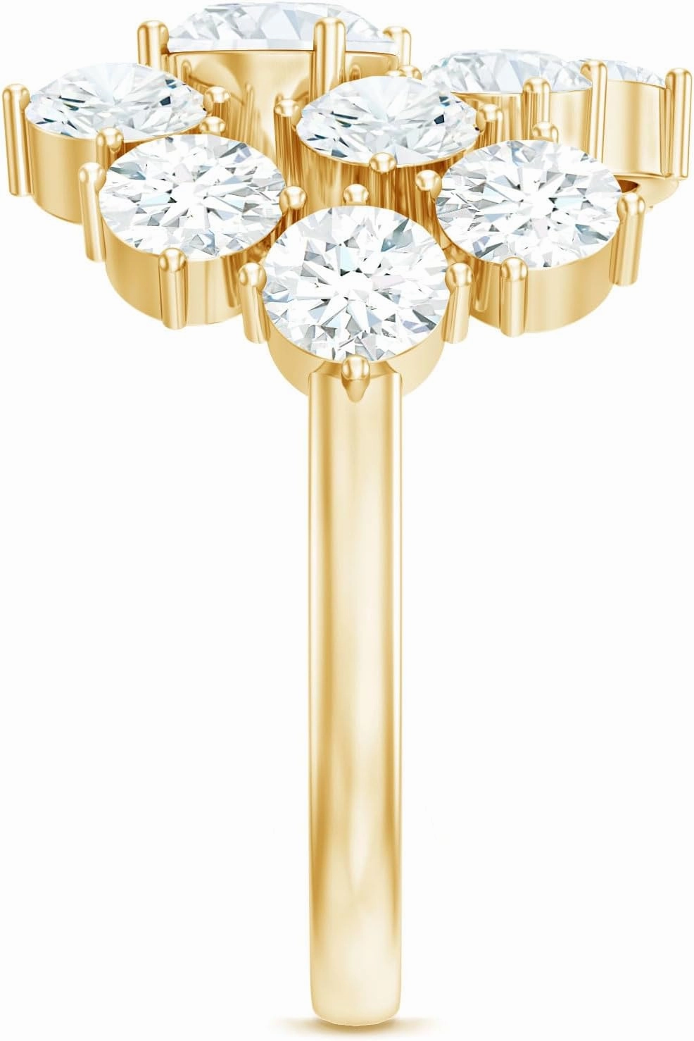 Certified Moissanite Diamond Cocktail Ring, D-Vs1 Quality, Moissanite Cluster Ring in 14K Gold Plated Silver - Gift For Her