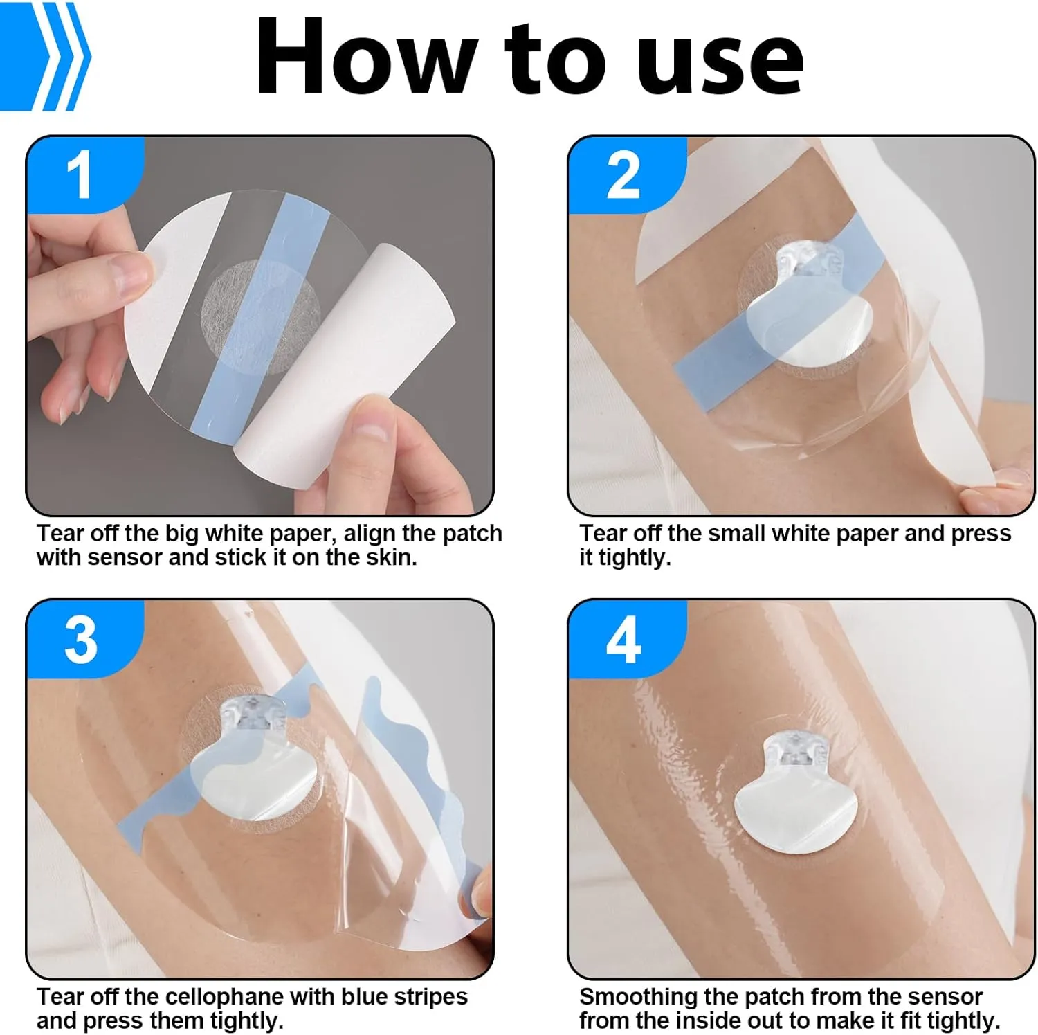CGM Sensor Patches for Guardian Sensor (25Pcs), Waterproof Guardian 3/4 Sensor Cover Patch for 7 Days, Easy to Use Pre-Cut Adhesive Tape, Continuous Glucose Monitor Protection, No Hole in The Center