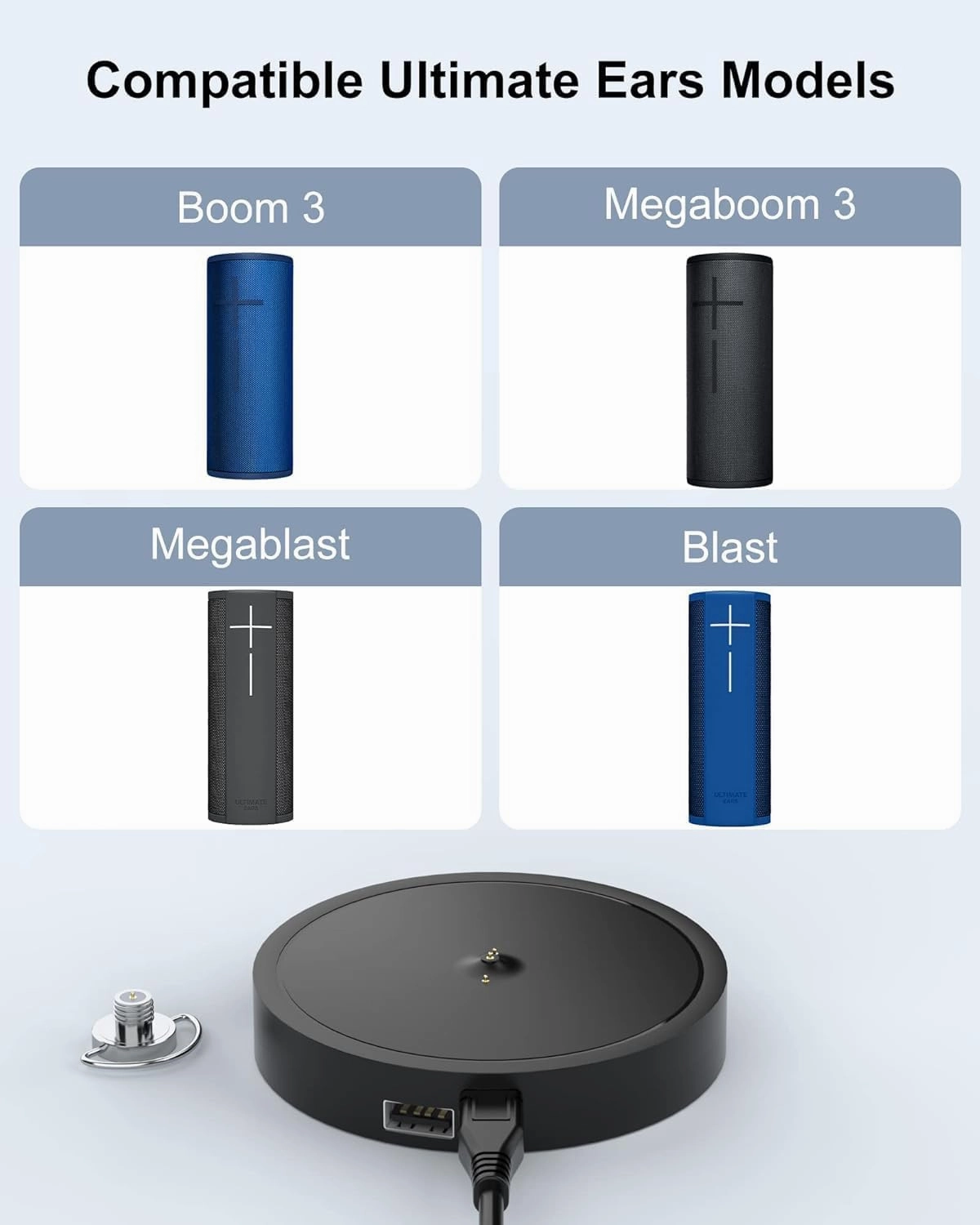 Charging Dock Compatible with Ultimate Ears Boom 3, MEGABOOM 3, Blast & MEGABLAST Portable Waterproof Speaker. (Black)