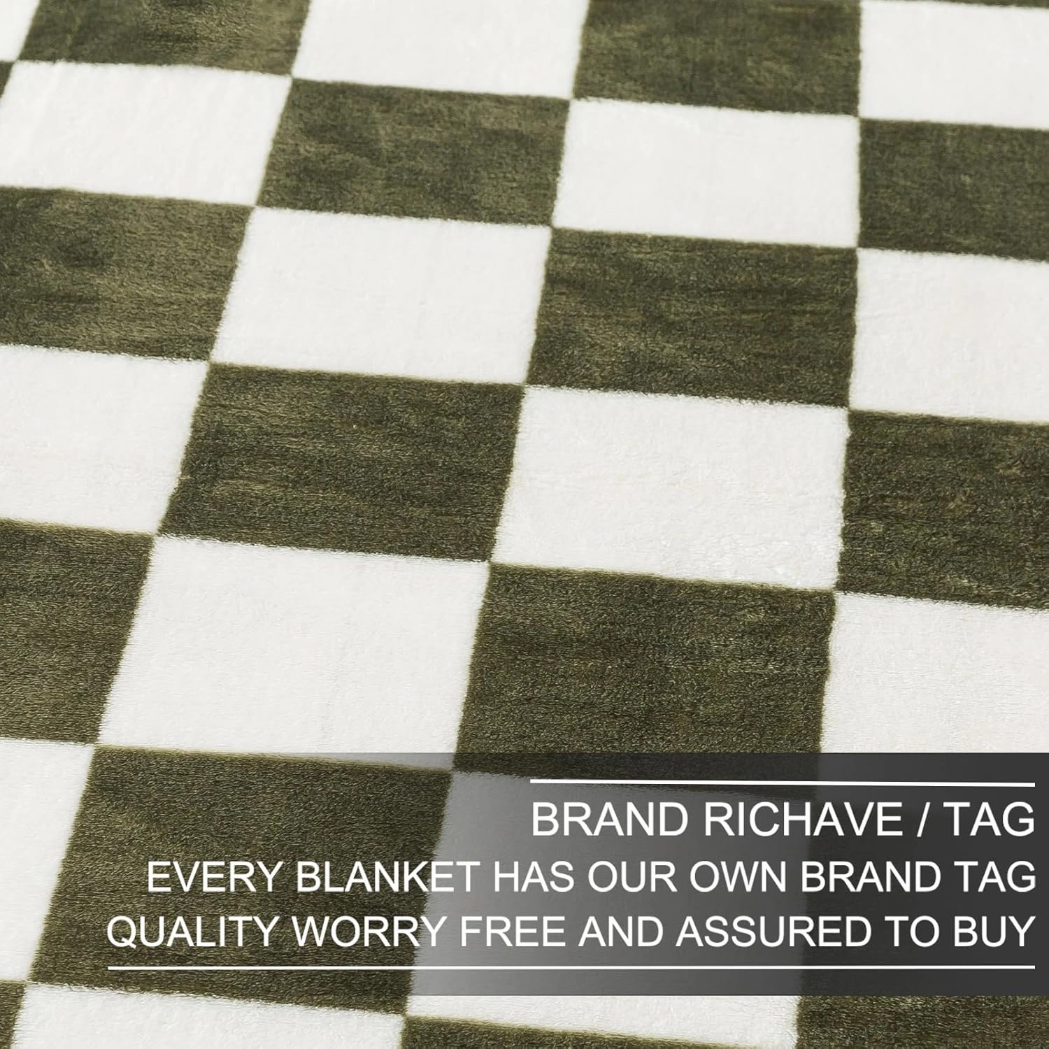Checkered Queen Size Blanket,Premium Lightweight Anti-Static 90x90 Inches Sage Green Throw Blankets for Queen Full Bed,Couch, Sofa, Chair, Camping, Picnic,Sage Green
