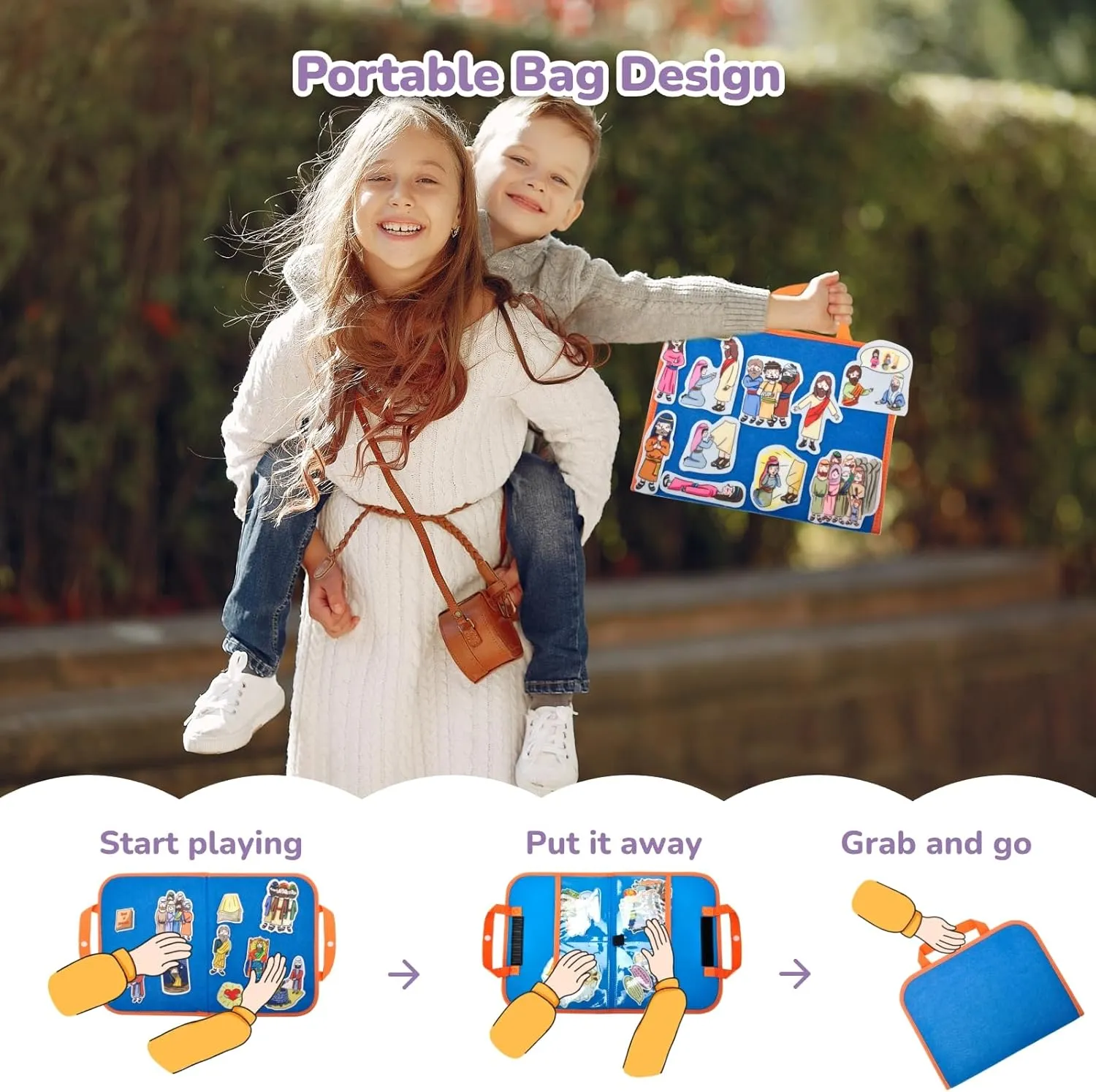 CHEFAN 4 Pack Felt Board Bible Stories Set, Flannel Board Stories,Precut Christian Flannel Graph Bible Toys for Kids, Include Prophet Jeremiah, Elisha and The Syrians, Nehemiah, Jesus Heals The Sick