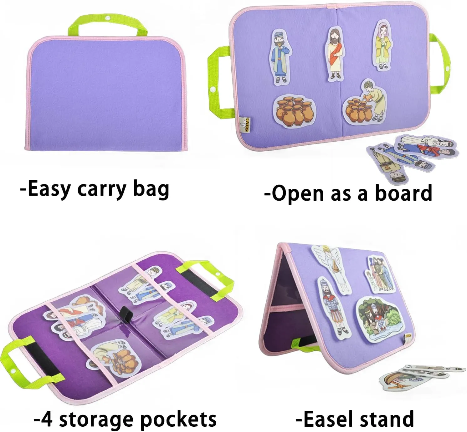 CHEFAN Felt/Flannel Board Story Set of 4,PRECUT Felt Pieces for Preschool Toddlers Circle Time,Bible Story,Jesus Heals A Paralytic,The Transfiguration,Conversion of Cornelius,Turns Water into Wine