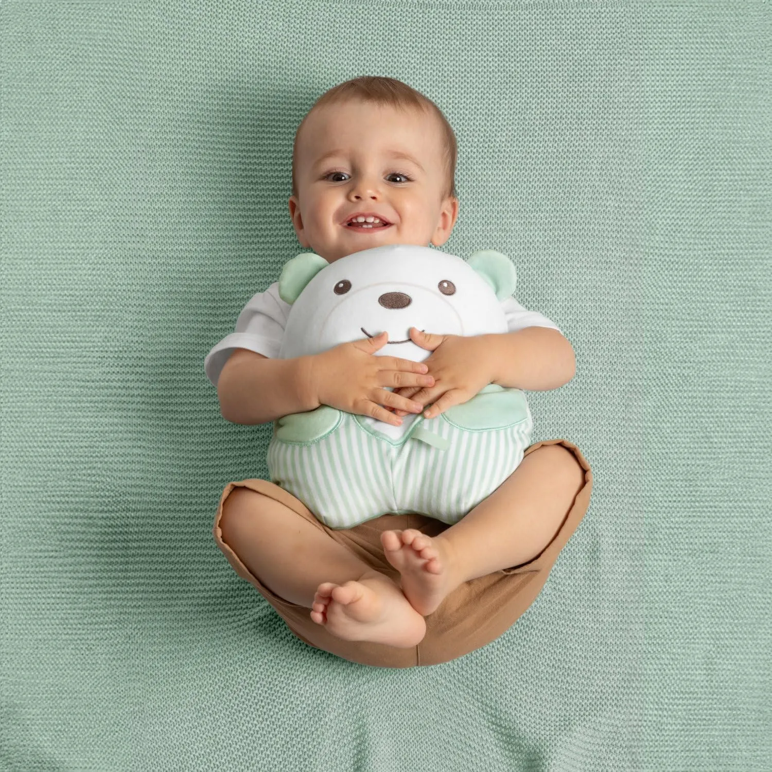 Chicco Cuddly Teddy Bear, Soft Electronic Plush for Children, Soft Stuffing, 20 Minutes Relaxing and Meditative Music, Soft Light, Machine Washable, 0 Months, Green