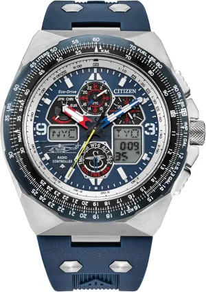 Citizen Men's Eco-Drive Promaster Sikorsky Watch, Blue Dial, Blue Rubber Strap, Atomic Timekeeping (Model: JY8156-00L)