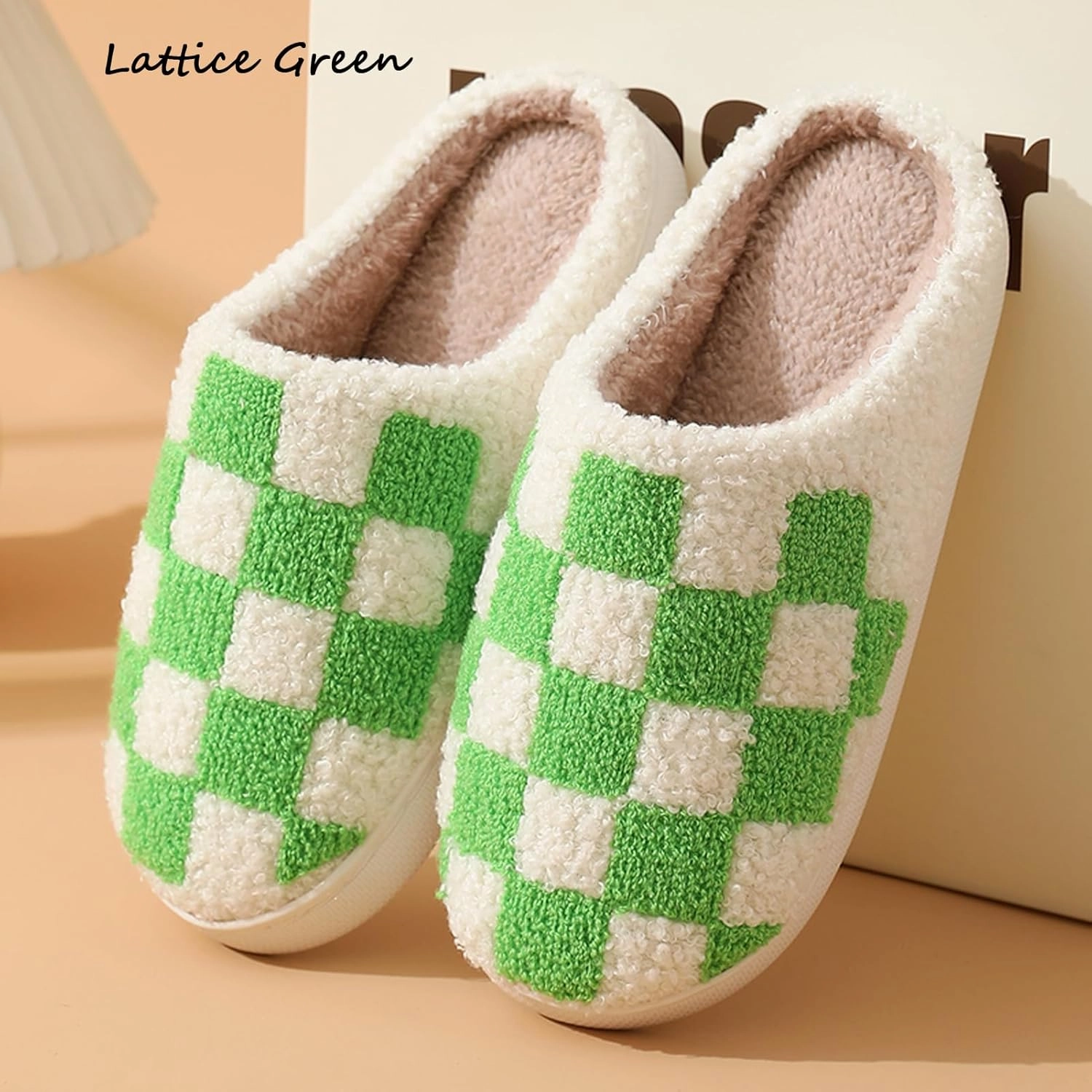 Classic House Plaid Slippers For Women Mens,Cozy Non Slip Outdoor Indoor Plush Slides Slippers