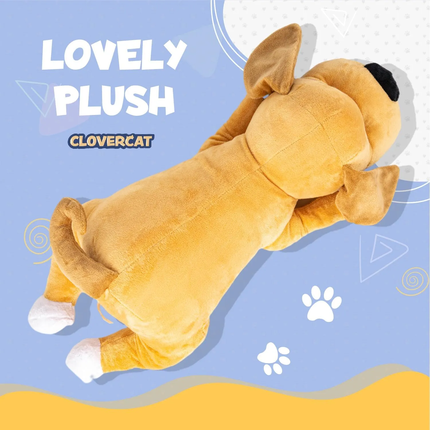 CLOVERCAT Weighted Dog Plush Stuffed Animal, Throw Pillow for Kids, Cuddle Pillow, Cute Plushies, Kids Toy, Soft, Warm & Comfortable
