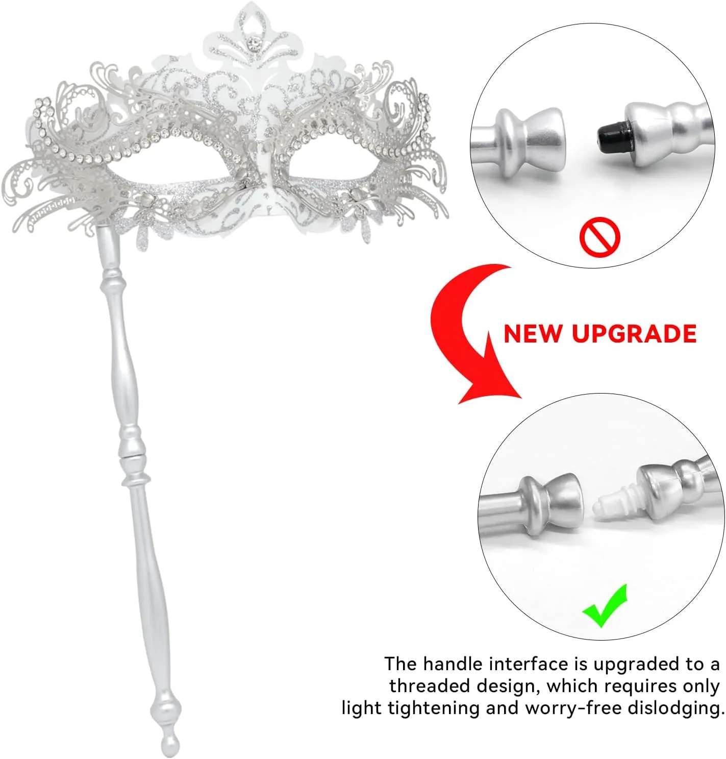 Coddsmz Masquerade Mask with Stick Venetian Mask Mardi Gras Decorations for Womens Halloween Costume Mask