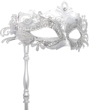 Coddsmz Masquerade Mask with Stick Venetian Mask Mardi Gras Decorations for Womens Halloween Costume Mask