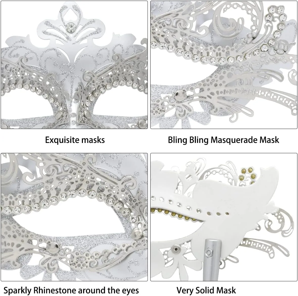 Coddsmz Masquerade Mask with Stick Venetian Mask Mardi Gras Decorations for Womens Halloween Costume Mask