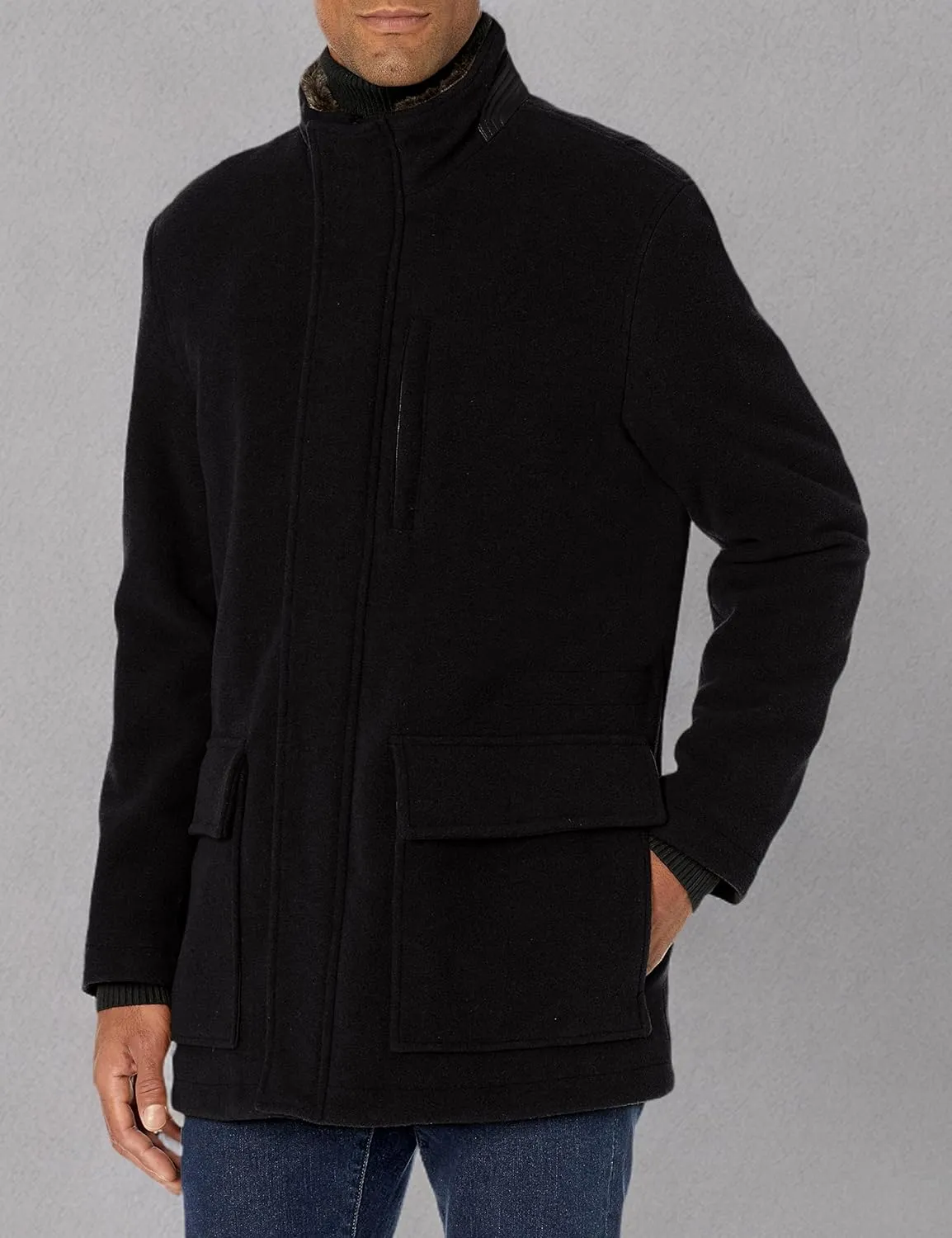 Cole Haan Men's Wool Plush Car Coat