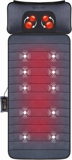 COMFIER Full Body Massage Mat with Movable Neck Pillow, 10 Vibrating Motors & 4 Heating Pads, Back Massager, Father's Day Gifts for Dad Men