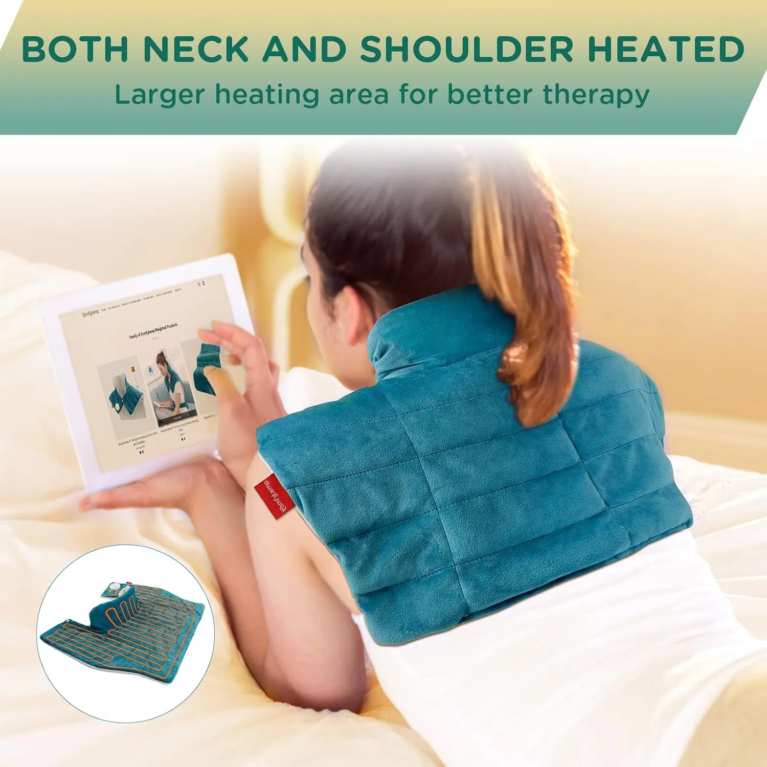 Comfytemp Heating Pad for Neck and Shoulders and Back, Father's Day Gifts, FSA HSA Eligible 2.6lb Weighted Electric Heat Pad for Pain Relief, 9 Heat Settings, Birthday Gifts for Women Men Mom Dad