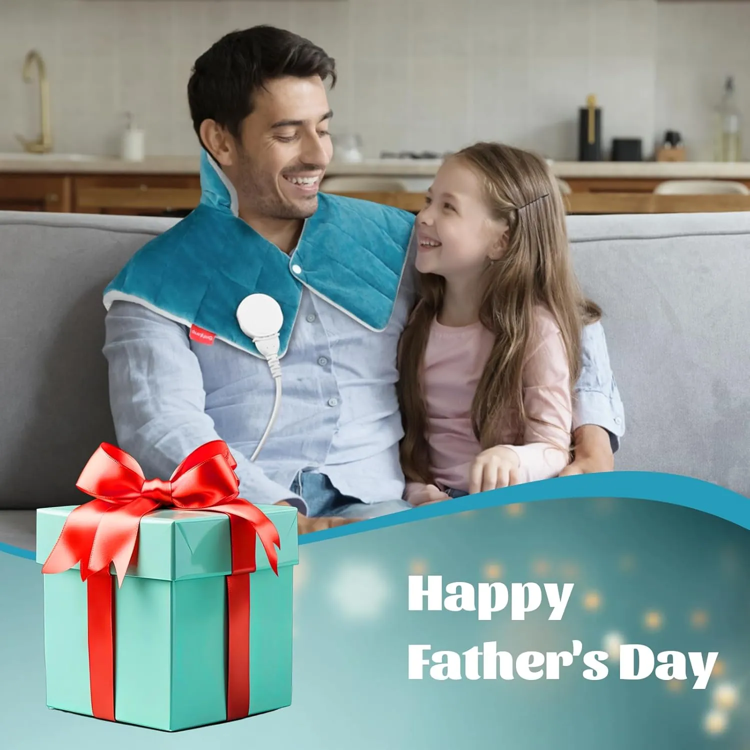 Comfytemp Heating Pad for Neck and Shoulders and Back, Father's Day Gifts, FSA HSA Eligible 2.6lb Weighted Electric Heat Pad for Pain Relief, 9 Heat Settings, Birthday Gifts for Women Men Mom Dad