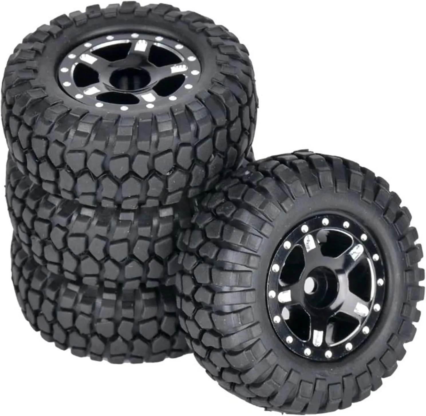 Compatible with AXIAL for SCX24 AXI00006 AXI90081 AXI00002 AXI00001 1/24 RC Car Crawler 4PCS Metal Wheel Hub Rubber Tires Accessory RC Wheel Tires(Color2)