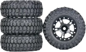 Compatible with AXIAL for SCX24 AXI00006 AXI90081 AXI00002 AXI00001 1/24 RC Car Crawler 4PCS Metal Wheel Hub Rubber Tires Accessory RC Wheel Tires(Color2)