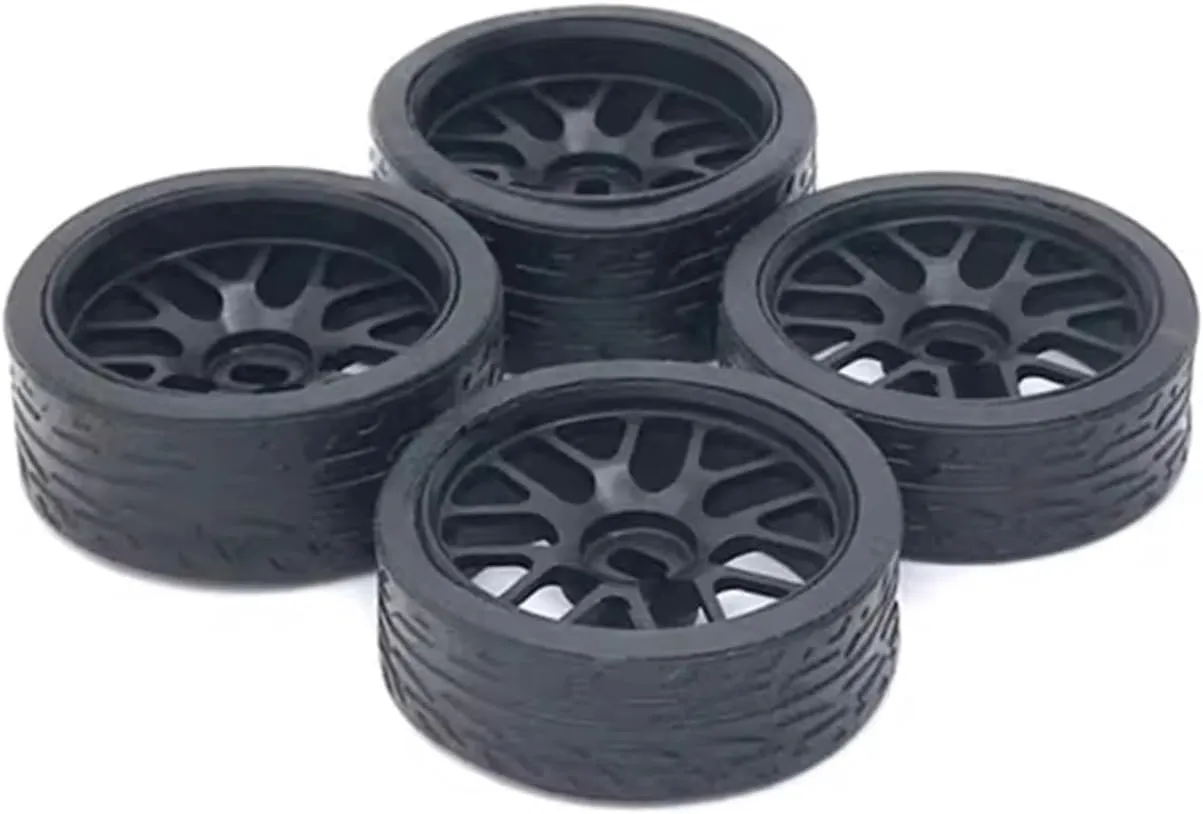 Compatible with Wltoys 284131 K969 K979 K989 for Kyosho for Mini-Z 1:28 RC Car Parts 1/28 26mm for Racing Tire Tyre Metal Wheel Rim RC Wheel Tires(Black)