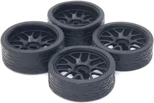 Compatible with Wltoys 284131 K969 K979 K989 for Kyosho for Mini-Z 1:28 RC Car Parts 1/28 26mm for Racing Tire Tyre Metal Wheel Rim RC Wheel Tires(Black)