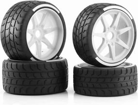 Compatible with Arrma for Felony for FSR GT 4pcs Tire Tyre Wheel 1/7 RC Car Upgrade Parts Replacement Accessories RC Wheel Tires(White)