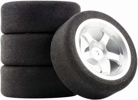 Compatible with HSP for HPI 1/10 RC Car 12mm Hex RC for Racing Cars Accessories 4Pcs Set for Racing Foam Tire Wheel Rim Set RC Wheel Tires(White)