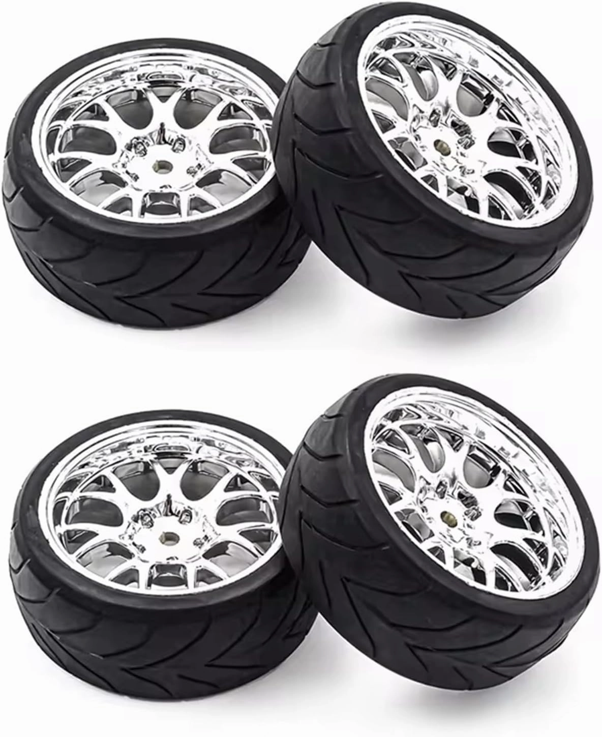 Compatible with HSP for HPI for Sakura for Tamiya for Traxxas 4PCS 66Mm Rubber Tire RC for Racing Car Tires On Road Wheel Rims 1/10 RC Car RC Wheel Tires