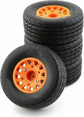 Compatible with HSP for Sonic 94102 for Racing for Tamiya TT02 4pcs RC Model Car Rubber Tires Wheel for 1/8 1/10 Scale RC On Road Car RC Wheel Tires(Yellow,A)