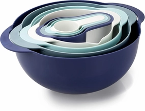 COOK WITH COLOR 8Pc Nesting Bowl Set, Teal - Includes 2 Mixing Bowls, Colander, Sifter, 4 Measuring Cups, Polypropylene, Dishwasher Safe, BPA Free
