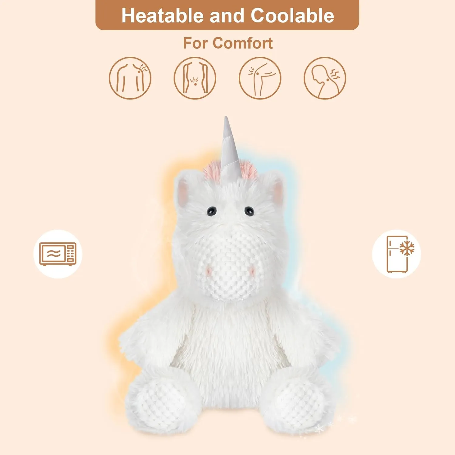 Coolable Warmable Unicorn Stuffed Animal, Microwavable Stuffed Animals Heating Pad for Soothing & Relaxation, Lavender Plushies for Stress Relief, Stuffed Unicorn Gifts for Girls
