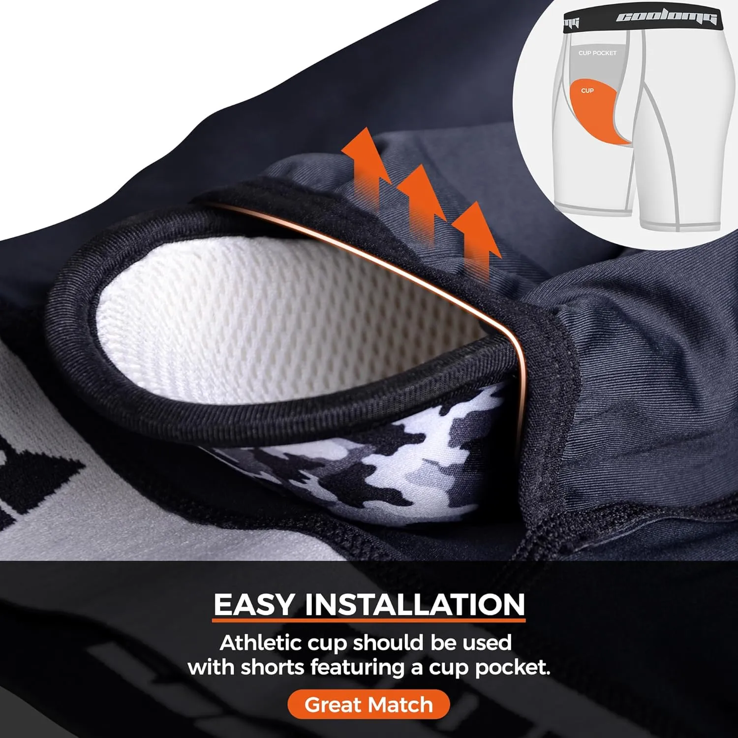 COOLOMG Men Adult Baseball Sliding Shorts with Foam Athletic Cup Padded Compression Short for Softball Football Hockey