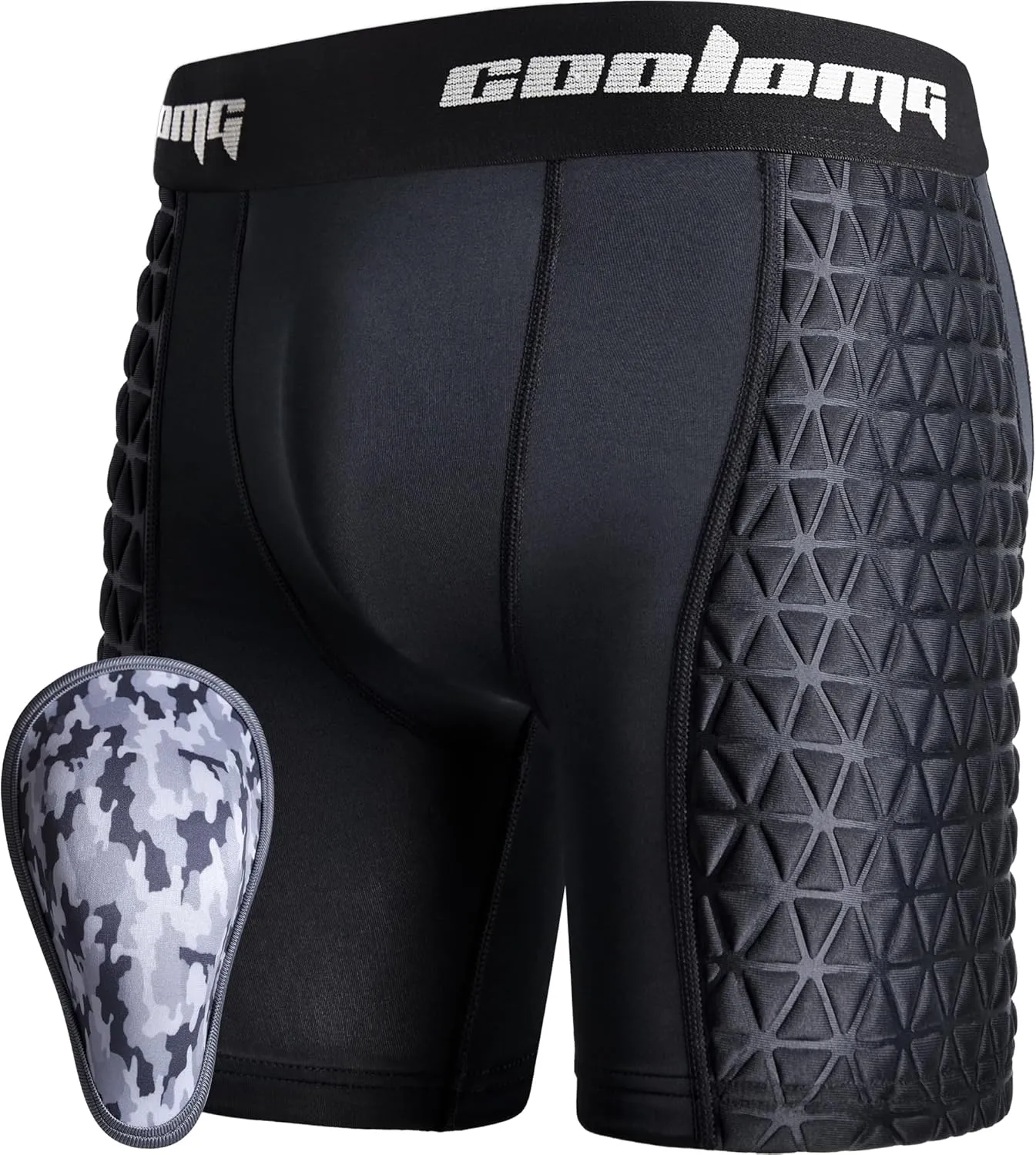COOLOMG Men Adult Baseball Sliding Shorts with Foam Athletic Cup Padded Compression Short for Softball Football Hockey