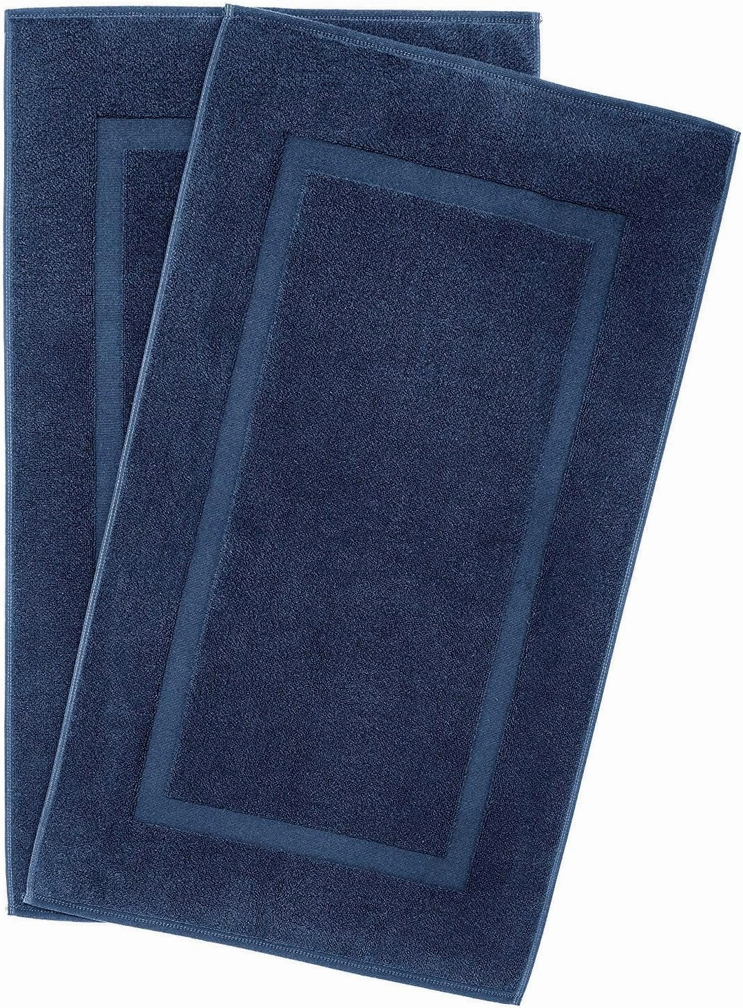 Cotton Banded Bath Mats 2 Pack, [Not a Bathroom Rug], 22"x34" – Soft & Absorbent Towel Bath Mat for Bathroom Floor, Fast-Drying, Floor Towels (Navy Blue, 2 Packs (22"x34"))