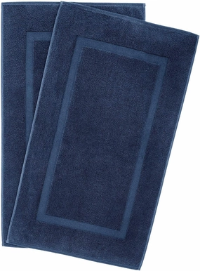 Cotton Banded Bath Mats 2 Pack, [Not a Bathroom Rug], 22"x34" – Soft & Absorbent Towel Bath Mat for Bathroom Floor, Fast-Drying, Floor Towels (Navy Blue, 2 Packs (22"x34"))