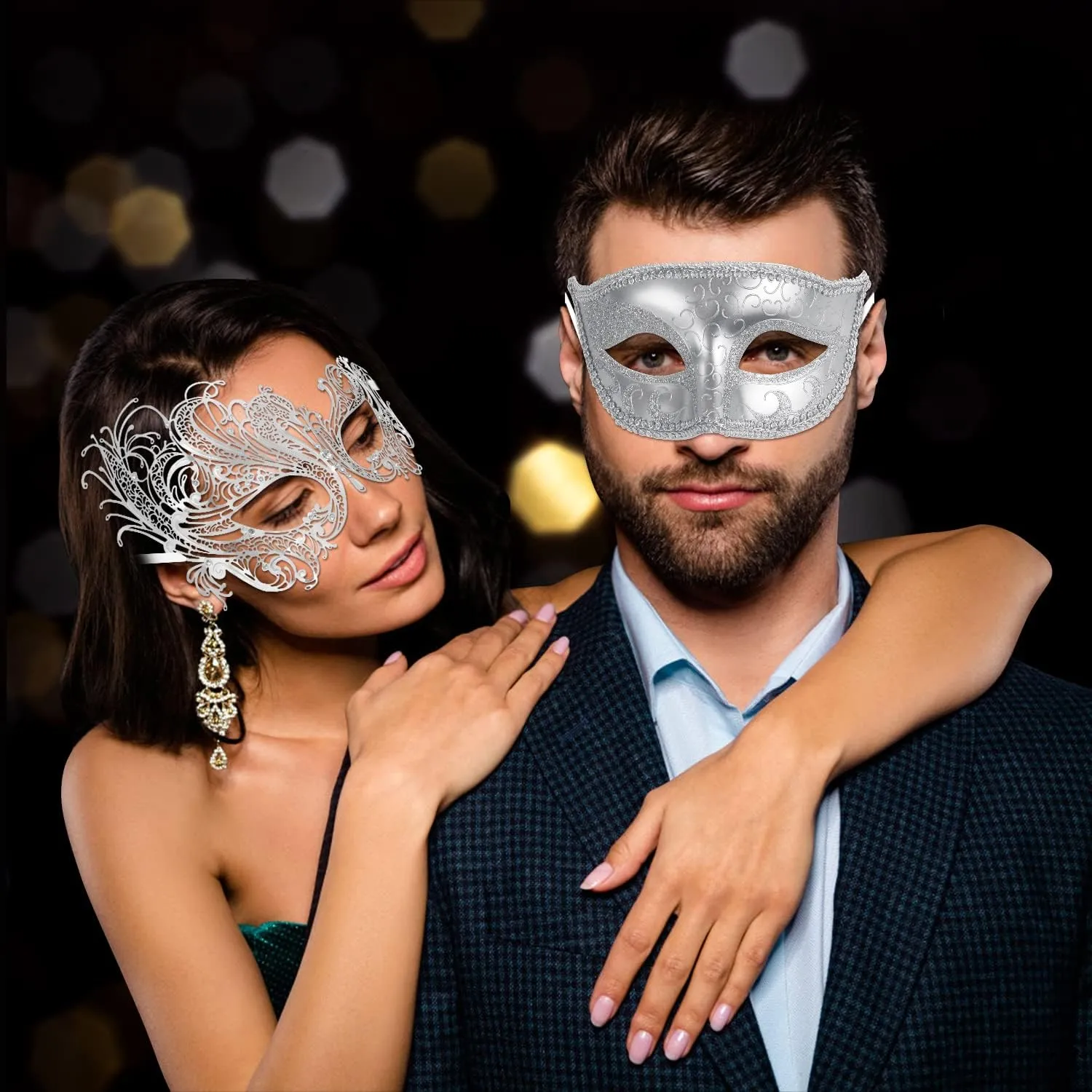 Couple Masquerade Mask Metal Masks Venetian Party Mask Halloween Costume Mask Mardi Gras Mask