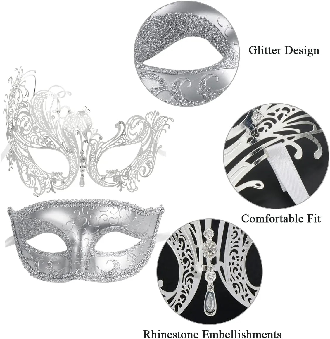 Couple Masquerade Mask Metal Masks Venetian Party Mask Halloween Costume Mask Mardi Gras Mask