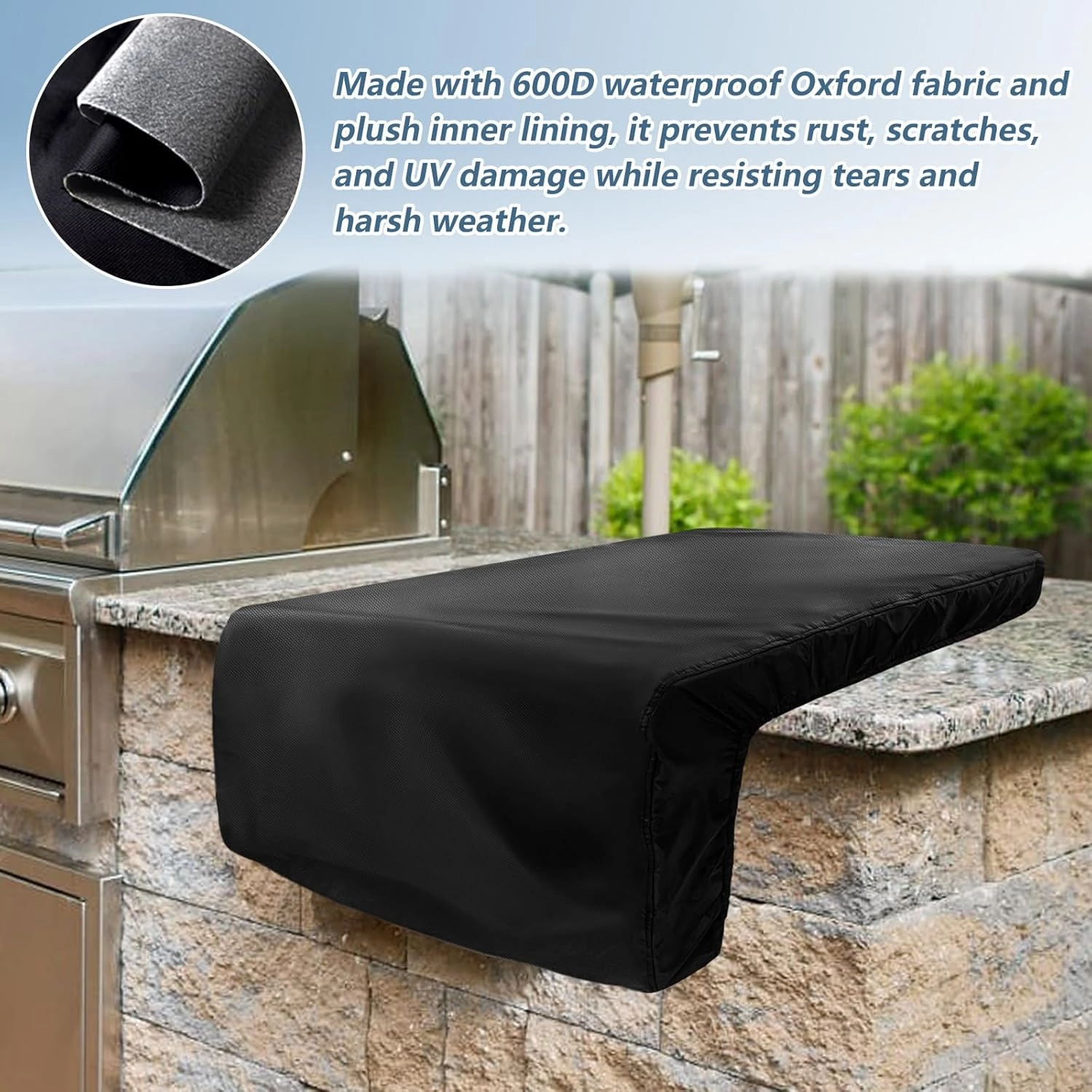 Cover for Lynx Asado Built-in Grill,Heavy Duty 600D Waterproof Outdoor Grill Burner Cover with Plush Lining,Black
