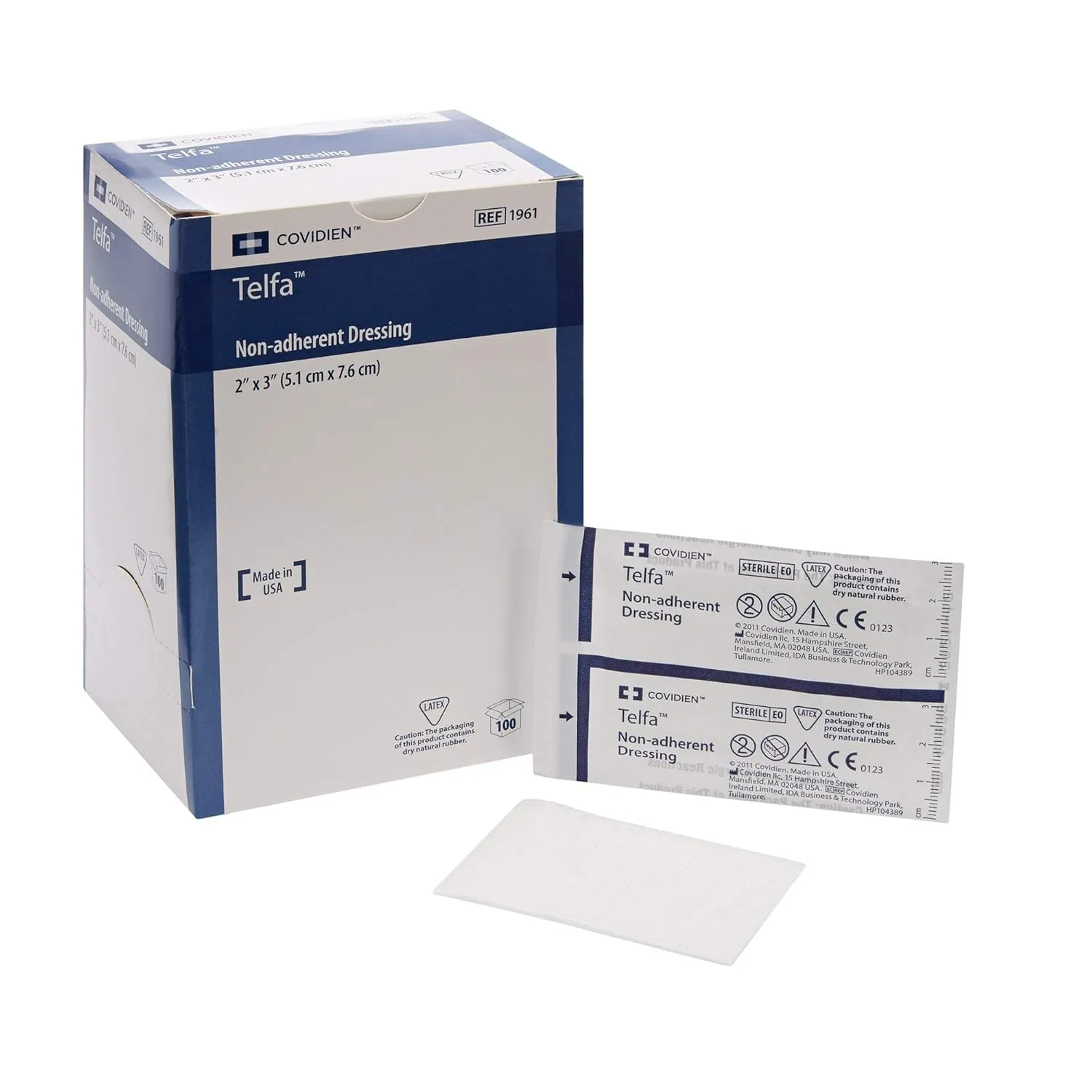 Covidien 1961 Telfa Non-Adherent Pad, Sterile, 2" x 3" Size, Pack of 100