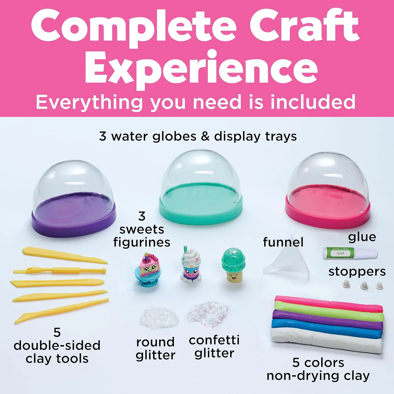 Creativity for Kids Make Your Own Water Globes: Sweet Treats - Girls Arts and Crafts for Ages 6-8 , Create 3 DIY Snow Globe Kids Toys, Gifts for Girls