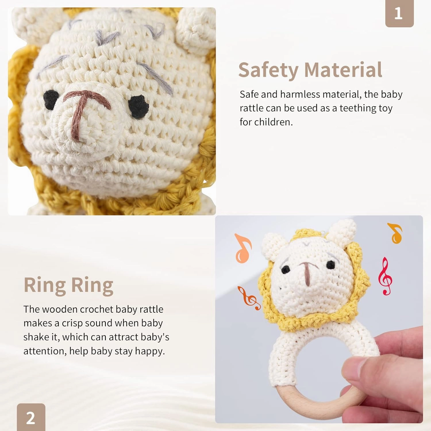 Crochet Baby Toys Stuffed Animals for Babies Elephant Crochet Baby Toy Infant Soothe Toys for Sensory and Early Grips Development Gift for Baby Shower, Birthday