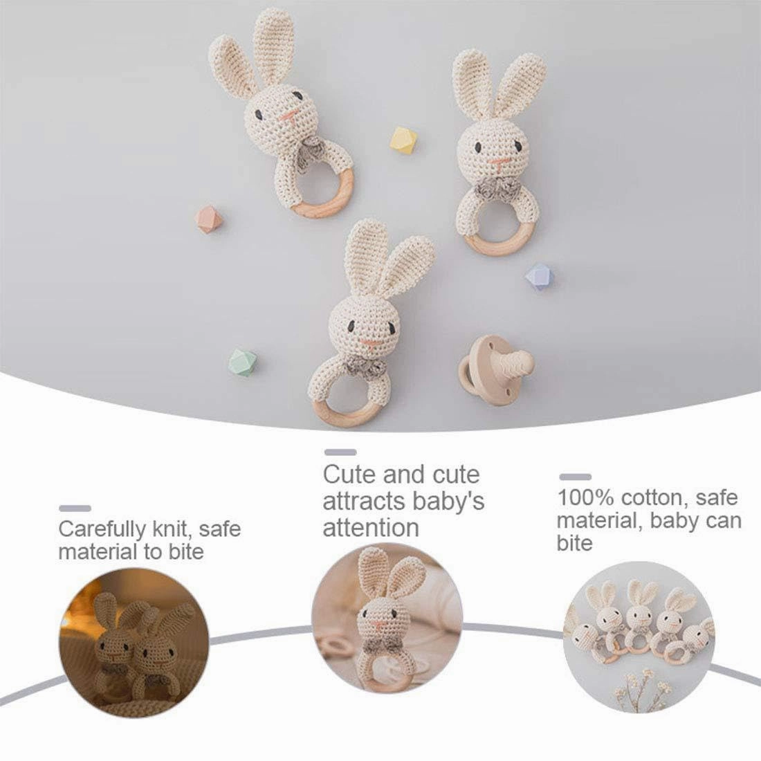 Crochet toys baby rattle - crochet stuffed bunny baby gifts baby soothing toys (rabbit)