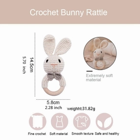 Crochet toys baby rattle - crochet stuffed bunny baby gifts baby soothing toys (rabbit)